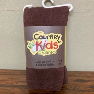 5/$15 NWT Country Kids Organic Girls Cotton Footless Tights Chocolate Brown 3-5